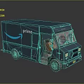Teal Amazon Prime Delivery Truck With Open Door And Cardboard Boxes Inside Featuring Amazon Logo