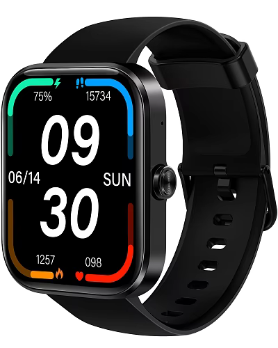 Smart Watch With Digital Time Display Date Sunday And Health Data Metrics Black Strap 3d model