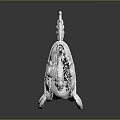 Elegant Silver Fish Shaped Pendant With Intricate Carving And Detailed Wings Design