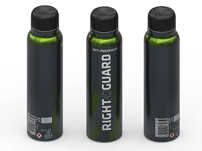 Right Guard Thermal Water Bottles with Black Green Design and Labels 3d model