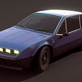 Blue Vintage Sports Car With Streamlined Body And Unique Front Headlights