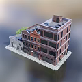 Detached Villa Red Brick Exterior Multi Story Design With Window Details Roof Equipment And Greenery
