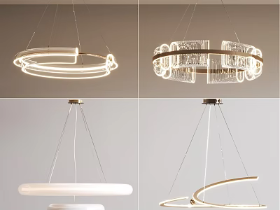 Stylish Modern Hanging Lighting Combinations Featuring Circular Curved And Transparent Decorative Designs 3d model