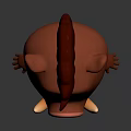 Cute 3D Cartoon Red Pig Character With Black Eyes And Yellow Tusks