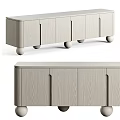 Modern Wooden TV Stand with Sleek Design Round Legs and Handle Details
