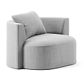 Gray Fabric Single Sofa With Modern Round Design And Comfortable Pillow 3d model
