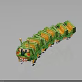 Caterpillar Shaped Green And Orange Toy Train With Colorful Carriages For Kids