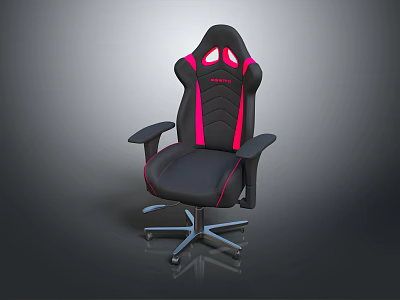 Black and Pink Gaming Chair With Ergonomic Reclining Backrest Adjustable Armrests Swivel Base 3d model