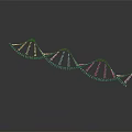 Illuminated White DNA Double Helix Structure On Dark Background With Molecular Strands 3d model