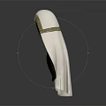 3D Character Head Model With White Hood Gold Trim And Brown Hair Side View