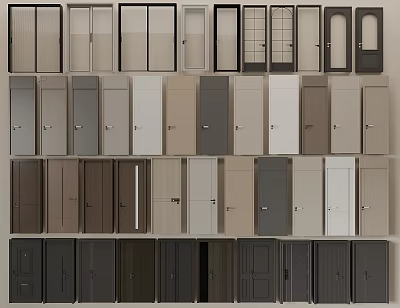 Collection of Modern Hinged Doors in Various Colors and Designs for Interior Spaces 3d model