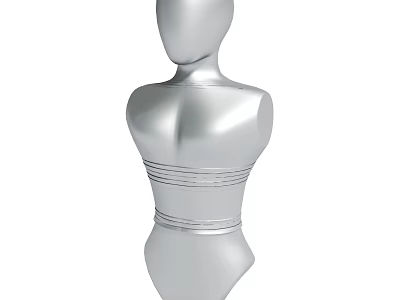 Silver Mannequin Torso Body Form With Waist Strap Design Elements 3d model