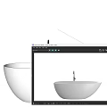 Modern Freestanding Bathtub in White and Black with Faucet and Oval Shape