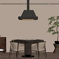 Ancient Style-Ji Feng Chess and Card Room Mahjong Table Chess and Card Table Tea Cabinet Chandelier 3d model