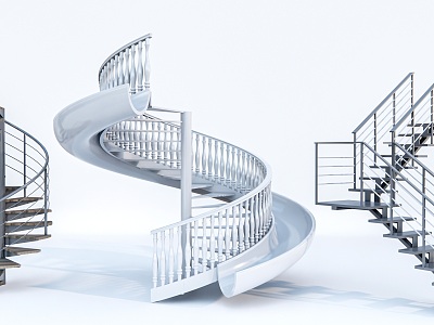 Stair Combination Rotating Stairs Metal Stairs Steel Frame Stairs Arc Stairs 3d model