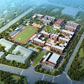 Modern School Campus Buildings With Sports Field Green Spaces And Surrounding Trees