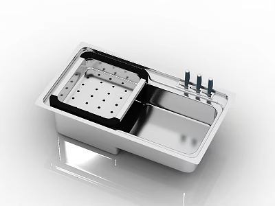 Stainless Steel Double Bowl Kitchen Sink With Drainer Rack For Home Kitchen Use 3d model