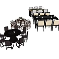 Modern Dining Table Sets Featuring Round Rectangular Tables And Matching Chairs 3d model
