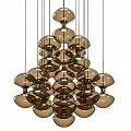 Modern Amber Glass Pendant Lights With Spherical Cluster Design