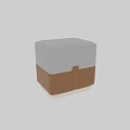 Stylish Square Upholstered Sofa Stool With Two Tone Fabric Leather Cover And Sleek Metal Base