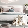 Cozy Kids Room Interior With Cloud Moon Star Decorations Chandelier And Teddy Bears