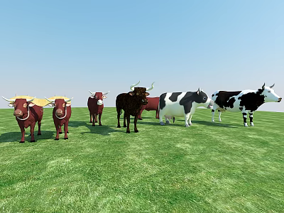 Various Reptile Species Roaming on Vibrant Green Grassland Habitat 3d model