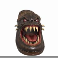 Halloween Themed Skull Shaped Slippers With Open Mouth Sharp Teeth Red Eyes And Fuzzy Trim
