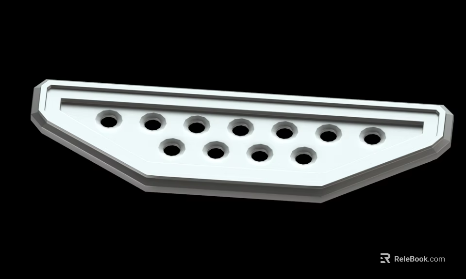 White Long Strip Structural Component With Circular Holes And Smooth Surface 3d model 