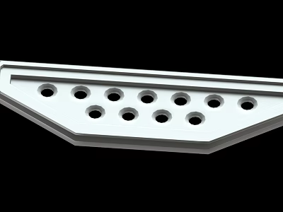 White Long Strip Structural Component With Circular Holes And Smooth Surface 3d model