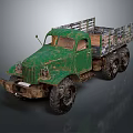 Vintage Green 6 Wheel Cargo Truck With Rusty Body