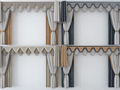 Elegant Curtain Designs With Valance Tiebacks And Multiple Color Options For Home 3d model