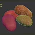 Four Fresh Red Potatoes With Small Spots On Black Smooth Surface Showing Reflections