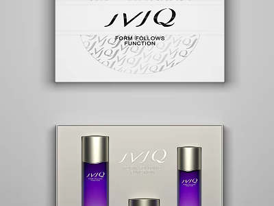 JVQ Perfume Cosmetics Set With Purple Bottles Silver Caps And Functional Design 3d model