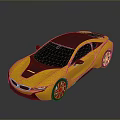 Gold And Purple Sleek Sports Car With Shiny Finish And Reflections