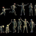Multiple Military Characters In Various Action Poses With Uniforms And Gear