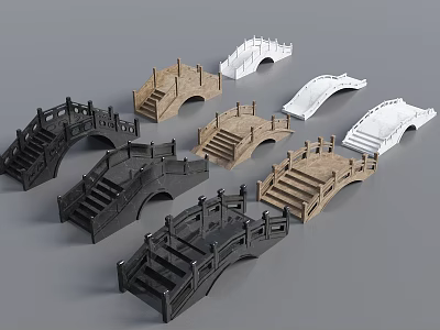 Landscape Bridges Models With Various Colors Different Designs And Steps 3d model