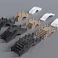 Landscape Bridges Models With Various Colors Different Designs And Steps 3d model