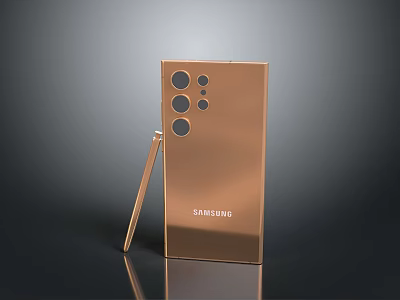 Samsung Golden Copper Smartphone With Sleek Design And Triple Camera Lenses 3d model