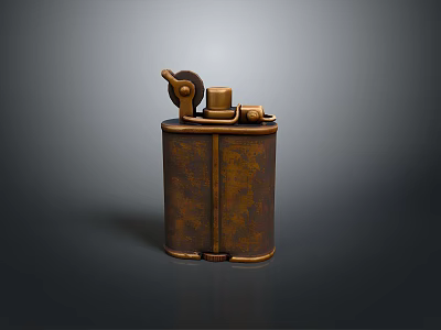 Vintage Metal Copper Lighter With Rustic Finish And Top Knob Ignition Mechanism 3d model