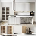 Contemporary Kitchen Design Featuring White Cabinets And Marble Countertops 3d model