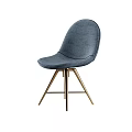 Blue Fabric Upholstered Leisure Chair With Brass Metal Legs And Modern Minimalist Design