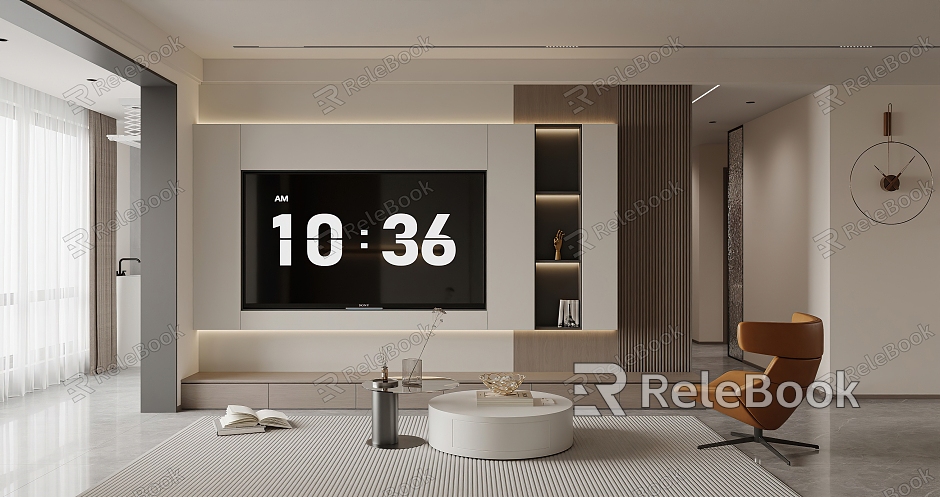 Living room TV background wall leisure chair clock decoration pingke restaurant simple Italian living room coffee table Y045 model