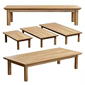 Modern Wooden Coffee Tables Set With Various Sizes And Natural Wood Finish