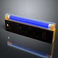 Long Strip Shaped Device Featuring Black Body Yellow Ends Blue Tube And Red Button