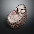 Cute Hedgehog in a Knitted Nest with Pink Paws and Adorable Details