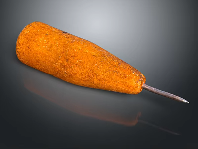 Orange Conical Shaped Household Tool With Textured Surface And Metal Pin 3d model