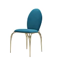 Teal Velvet Upholstered Dining Chair With Modern Elegant Gold Metal Legs Design