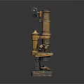 Retro microscope compound microscope magnifying glass experimental equipment 3d model