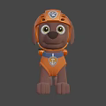 Paw Patrol Puppy Character In Orange Helmet And Uniform Design