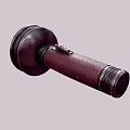 Vintage Flashlight with Red Leather Handle and Silver Metal Retro Design